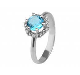 Кольцо серебряное с голубым кварцем Бирюза (1284/1р г кварц)