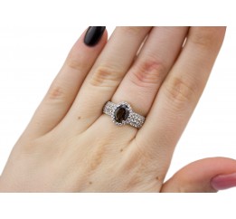 Кольцо серебряное с дымчатым кварцем Орабель (1336/1р д кварц)