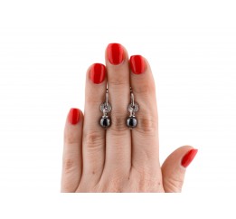 Серьги серебряные с керамикой и фианитами (сч047)