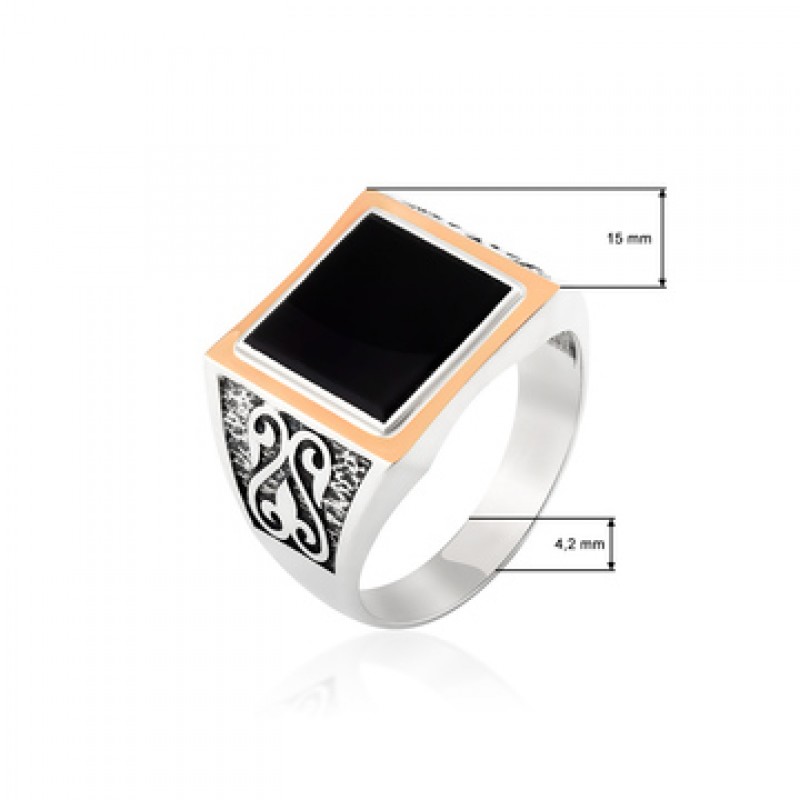 Печатка серебряная с золотом Орнамент (540)