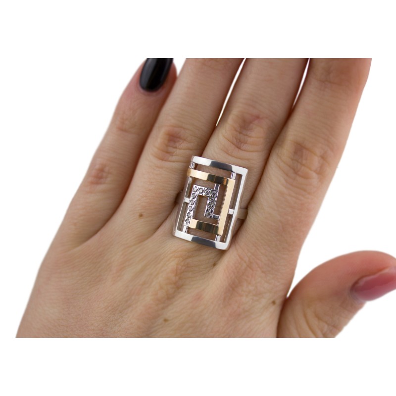 Кольцо серебряное с золотом (498р)