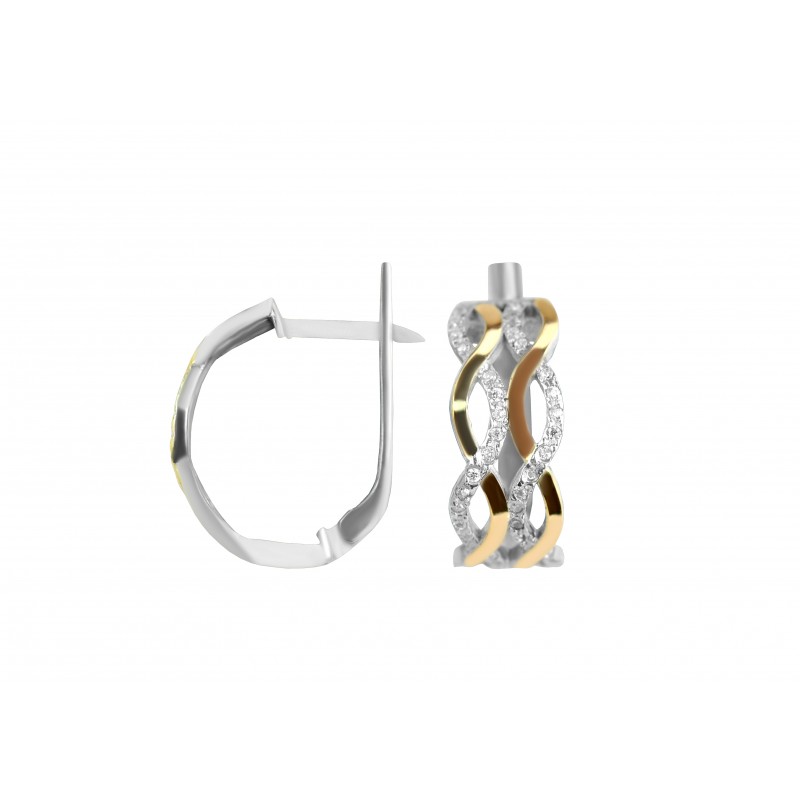 Серьги серебряные с золотом и цирконием (0238.10с)