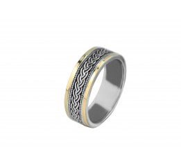 Кольцо серебряное обручальное с золотом (0374.10)
