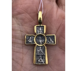 Крестик серебряный  с позолотой (ПС 3 141 7)