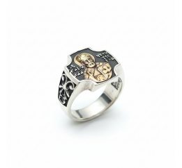 Печатка серебряная с золотом Святой Николай (А69к)