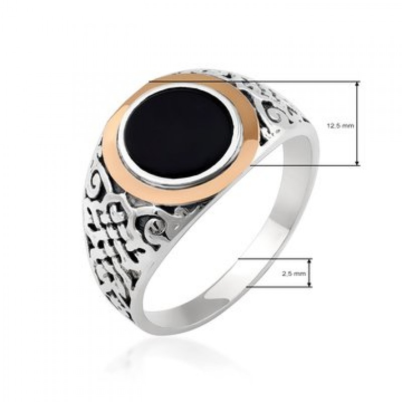 Печатка серебряная с золотом Юпитер (255з)