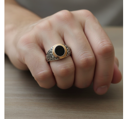 Печатка серебряная с золотом Юпитер (255з)