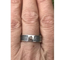 Кольцо серебряное с золотом Спаси и сохрани  (а008к)