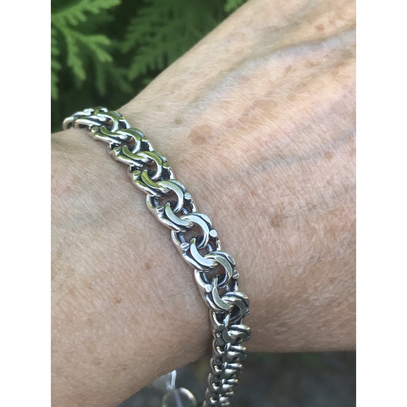 Браслет серебряный мужской Плоский бисмарк (702тч)