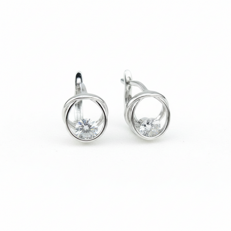 Серьги серебряные с фианитом 9520334б