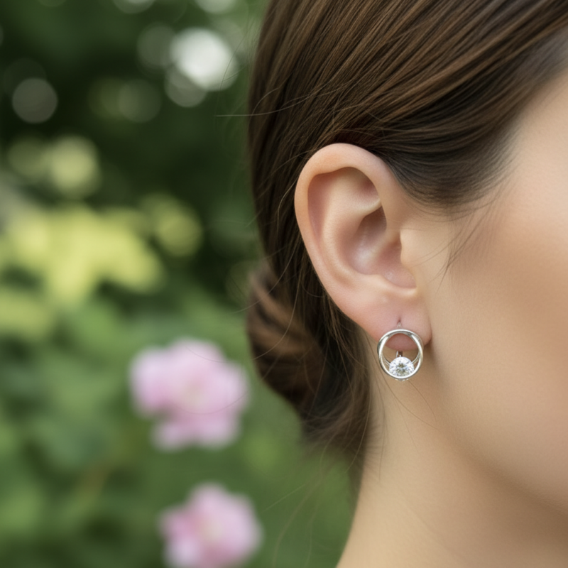 Серьги серебряные с фианитом 9520334б