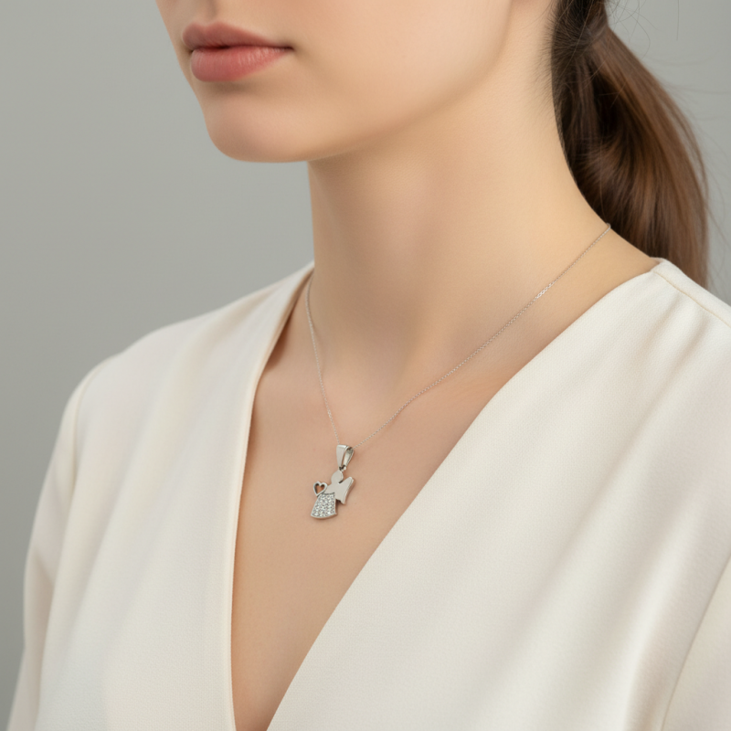 Подвес серебряный с фианитами  Ангелочек А172пр