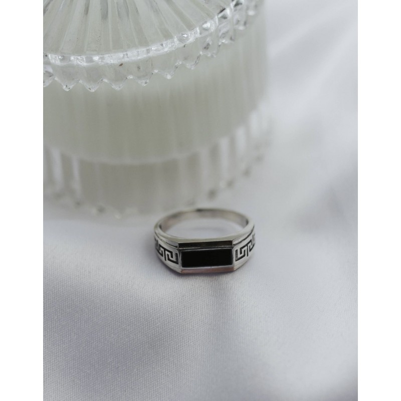 Печатка серебряная с золотом и ониксом (163)