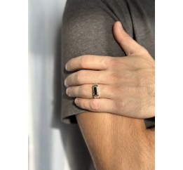 Печатка серебряная с золотом и ониксом (163)