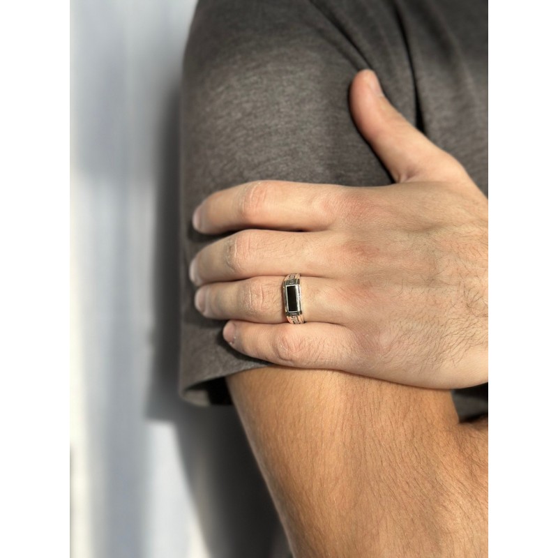 Печатка серебряная с золотом и ониксом (163)