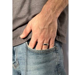 Печатка серебряная с золотом и ониксом (163)