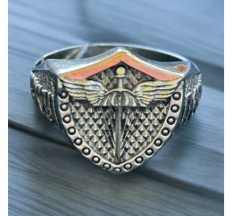 Печатка серебро с золотом Завжди перші (1118к)
