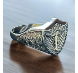 Печатка серебро с золотом Завжди перші (1118к)