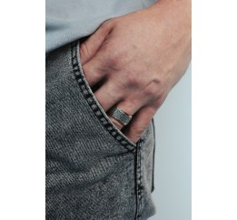 Кольцо серебряное с золотом Спаси и сохрани  (248к)