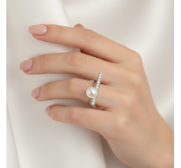 Кольцо серебряное с жемчугом 904кж