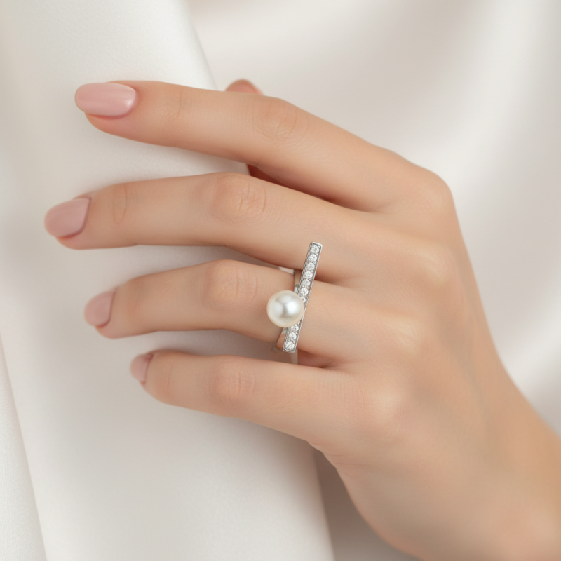 Кольцо серебряное с жемчугом 904кж