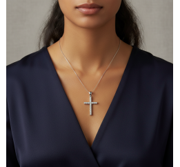 Крестик серебряный с фианитами 294б