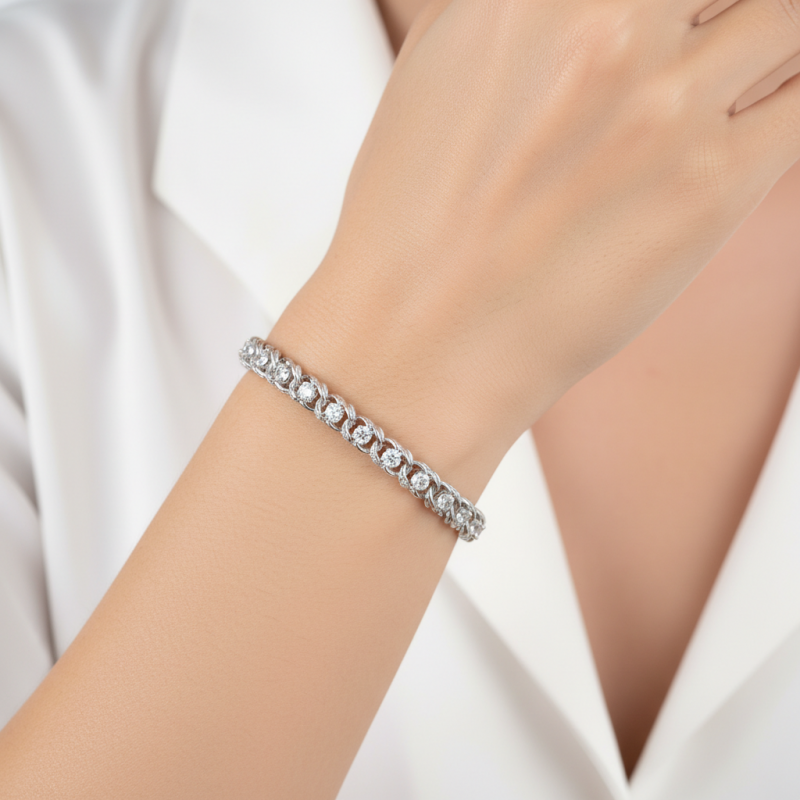 Браслет серебряный с цирконием Арабка 1703лбб