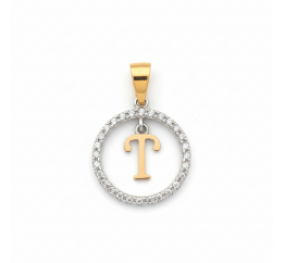 Подвес серебряный с золотом буква Т (050пТР)