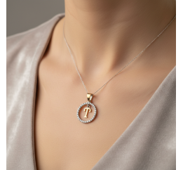 Подвес серебряный с золотом буква Т (050пТР)