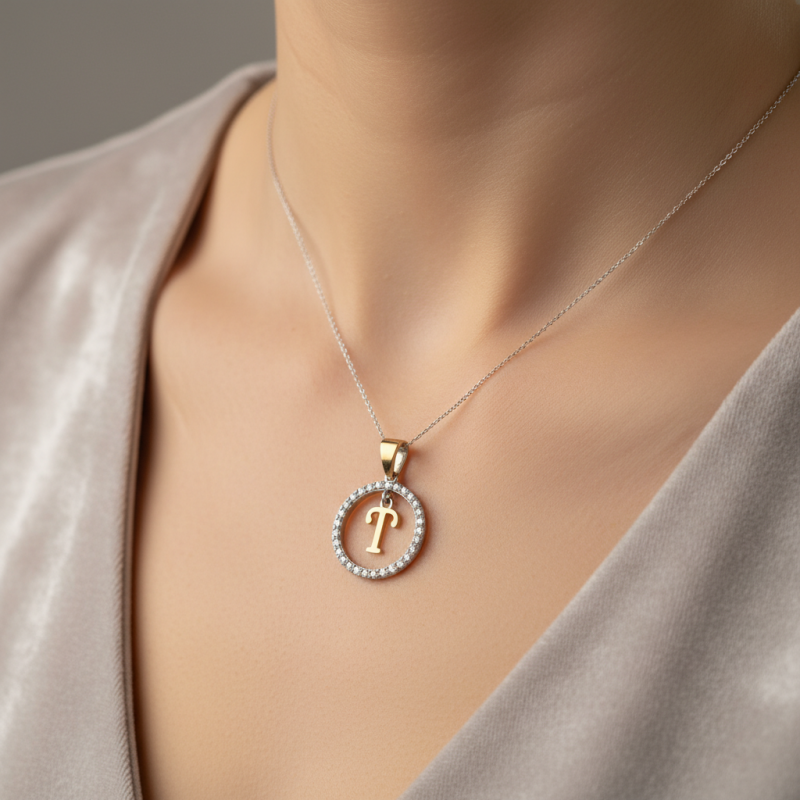 Подвес серебряный с золотом буква Т (050пТР)