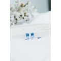 Серьги серебряные с эмалью Вышиванка синие (А046сс)