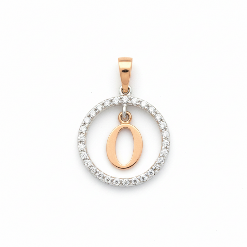Подвес серебряный с золотом буква О (050пОРз)