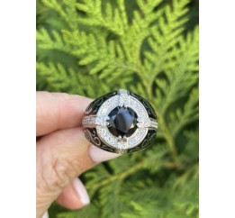 Печатка серебряная с эмалью и цирконием (60017р)