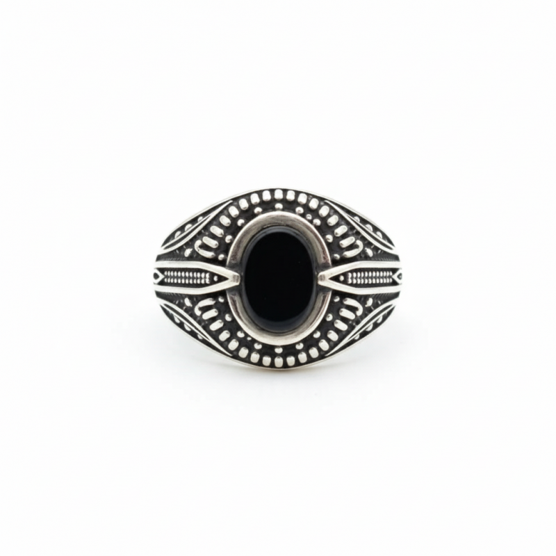 Печатка серебряная с золотом и ониксом 875з