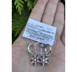 Серьги серебряные с фианитом (А305ср)