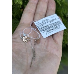 Серьги серебряные с золотом  протяжки Трезуб (589ср)