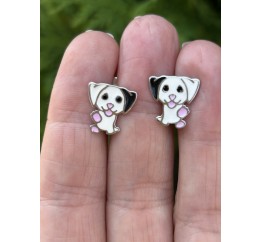 Серьги серебряные детские Щенки (А130с)