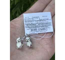 Серьги серебряные детские Медвежата (А111с)