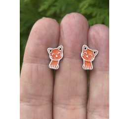 Серьги серебряные детские Котята (А136с)