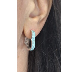 Серьги серебряные конго сердце с эмалью (А261сг)