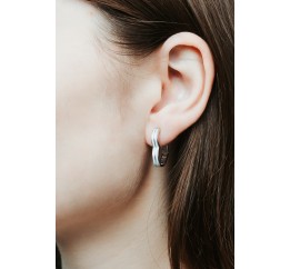 Серьги серебряные конго сердце с эмалью (А261сг)