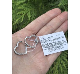 Серьги серебряные конго сердце с эмалью (А261сч)