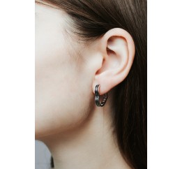 Серьги серебряные конго сердце с эмалью (А261сч)