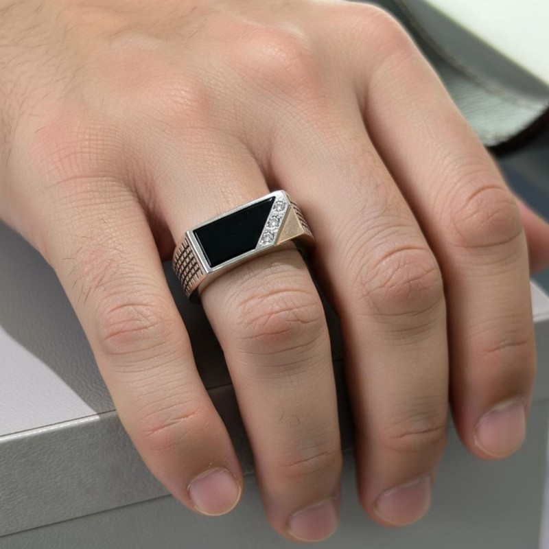 Печатка серебряная с золотом (143)