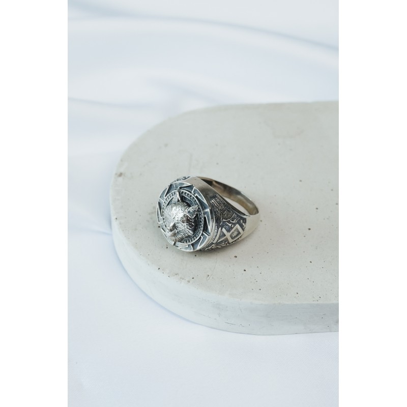 Печатка мужская серебряная Волк (897)