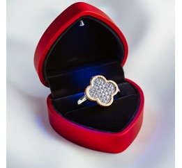 Кольцо серебряное с золотом в стиле Ван Клифф (458к)