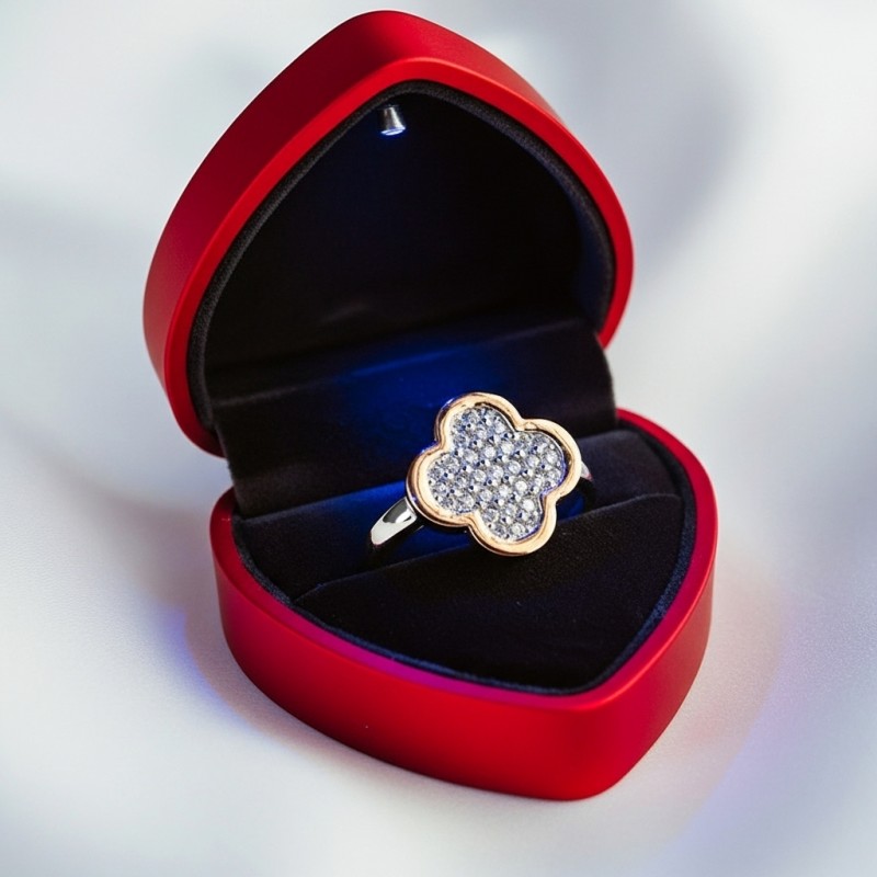 Кольцо серебряное с золотом в стиле Ван Клифф (458к)