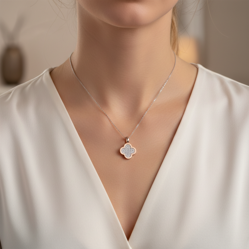 Подвес серебряный с золотом в стиле Ван Клифф (458п)