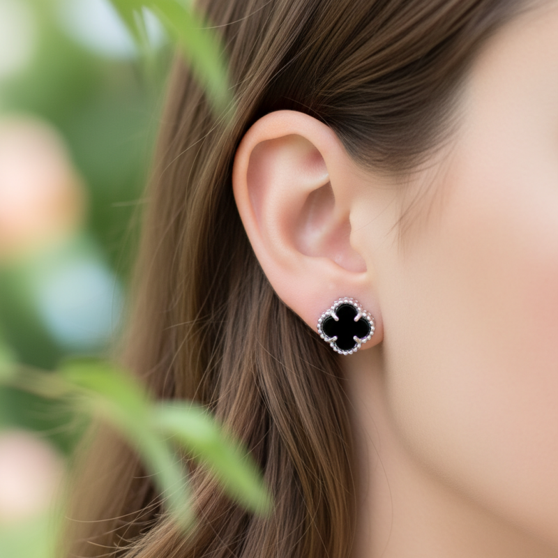 Серьги серебряные в стиле Ван Клифф (1664с)