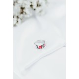 Кольцо серебряное с эмалью Вышиванка красное (А046ккч)